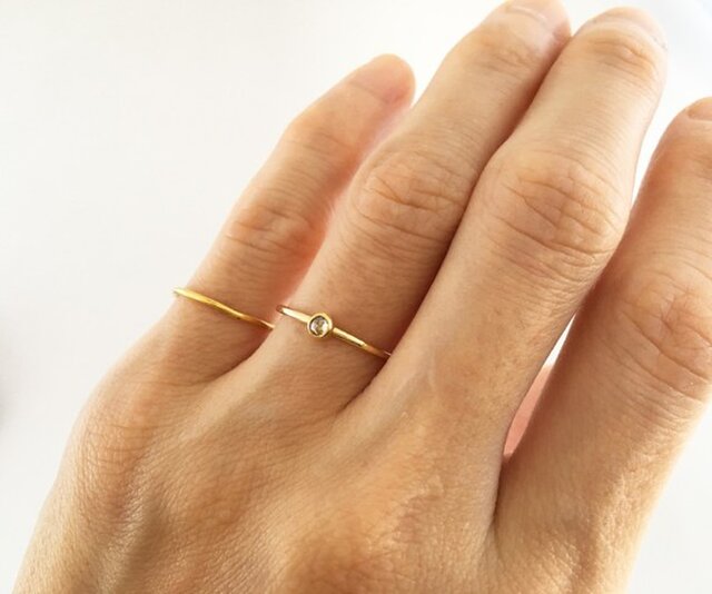 天然ローズカット・ダイアモンド K18+K24ゴールドリング◇Rose Cut