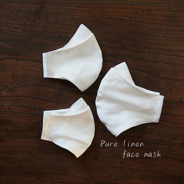 【選べる3size】めがねが曇らない リネンのマスク【オフホワイト】Pure linen face maskの画像1枚目