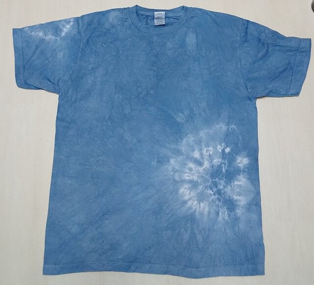 藍染め絞りTシャツ メンズ Lサイズ 草木染め インド藍染め の画像1枚目