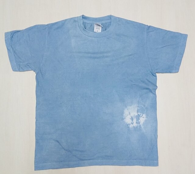 sale 藍染め絞りTシャツ メンズ Sサイズ 草木染め インド藍染め の画像1枚目