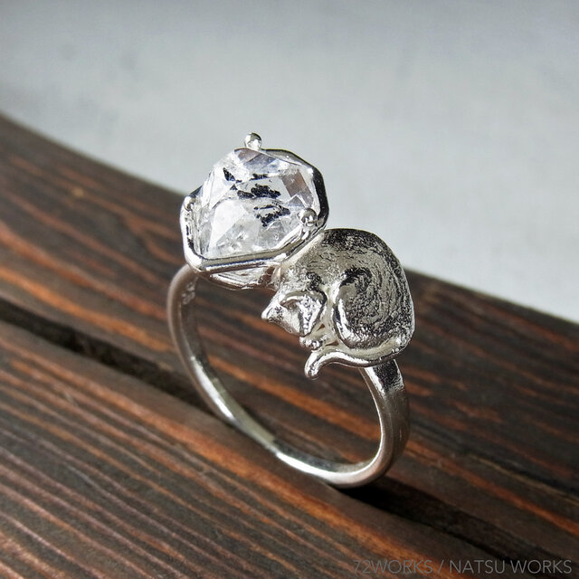 ハーキマーと猫 リング ＊ Herkimer & Cat
