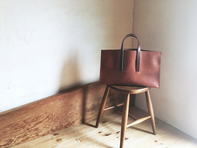 【受注製作品】『tosca』革袋 chestnuts brown M 外縫いの画像1枚目