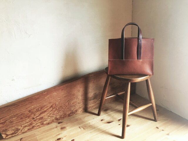 【受注製作品】『tosca』革袋 chestnuts brown S 外縫いの画像1枚目