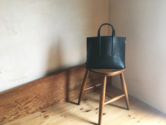 【受注製作品】『tosca』革袋 black S 外縫いの画像1枚目