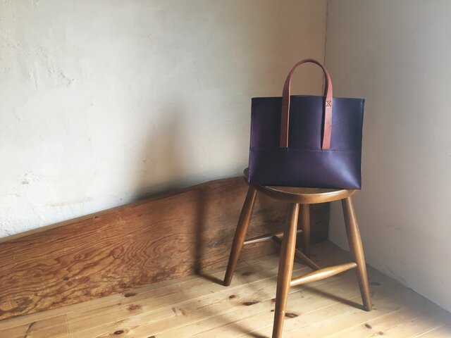 【受注製作品】『 elba 』革袋 viola S 外縫いの画像1枚目