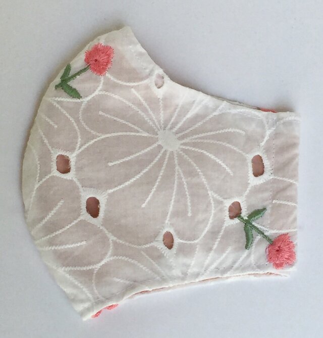 接触冷感マスク 刺繍の花の画像1枚目