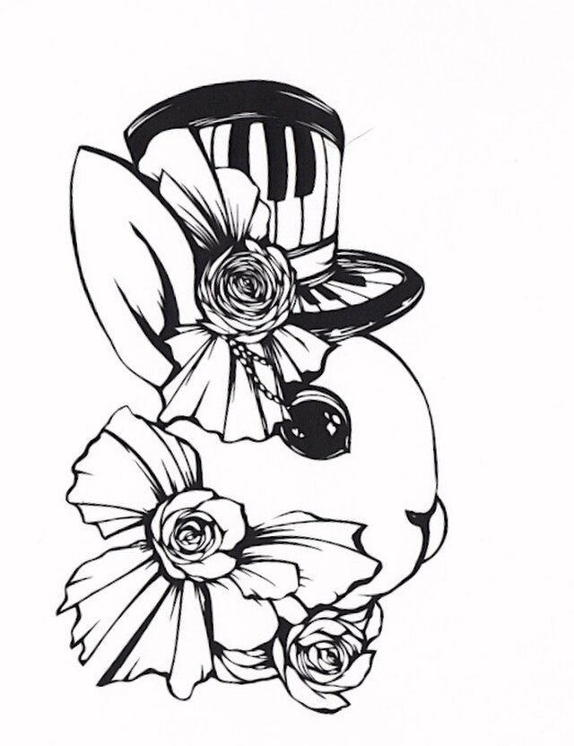 額装済み切り絵作品・うさぎの画像1枚目