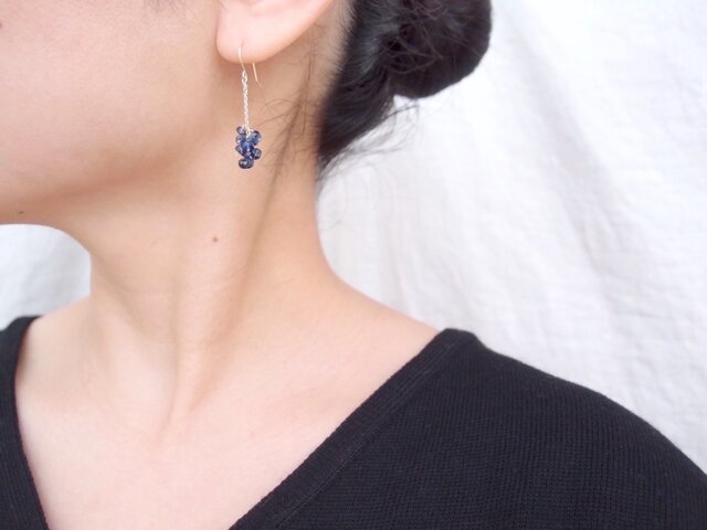 K10】Kyanite Chain Earrings／カイヤナイト ミニピアス-