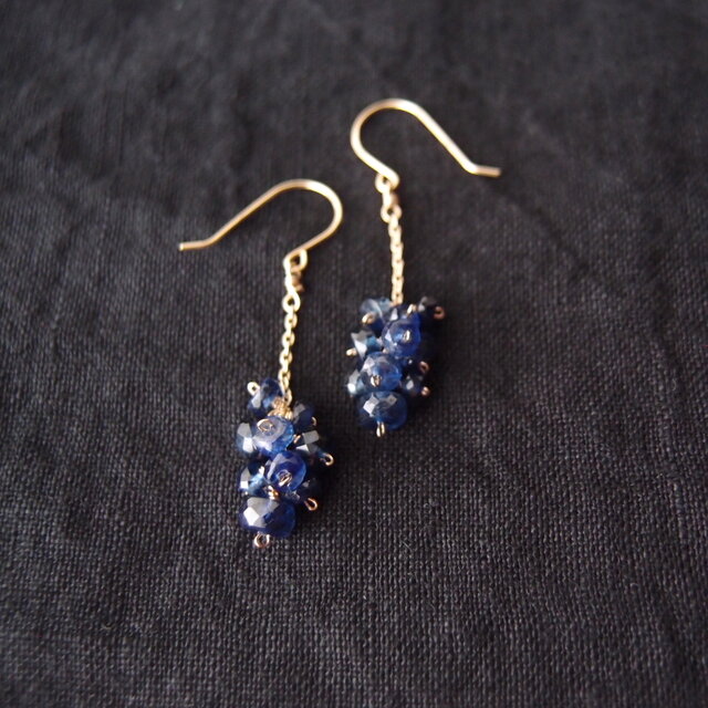 K10】Kyanite Chain Earrings／カイヤナイト ミニピアス-