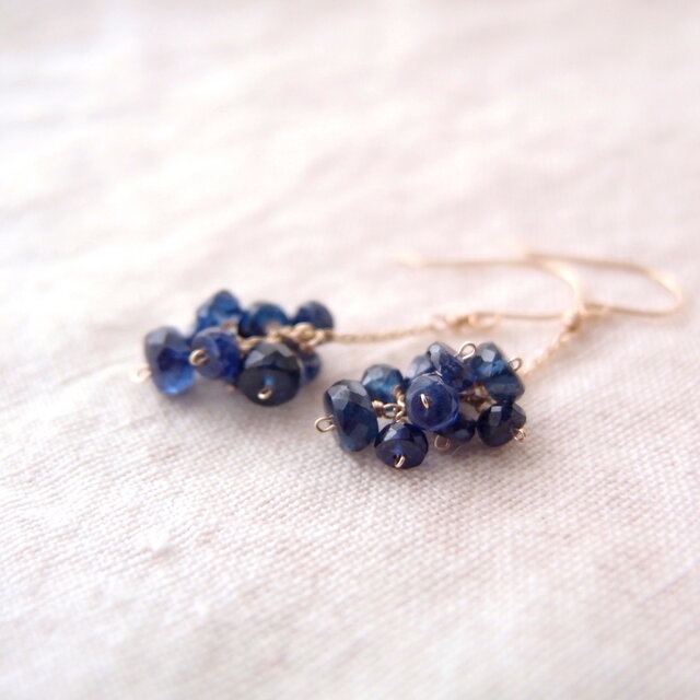 K10】Kyanite Chain Earrings／カイヤナイト ミニピアス-