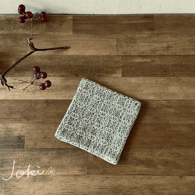 Coaster[綿入り手織りコースター] グレー×イエロー