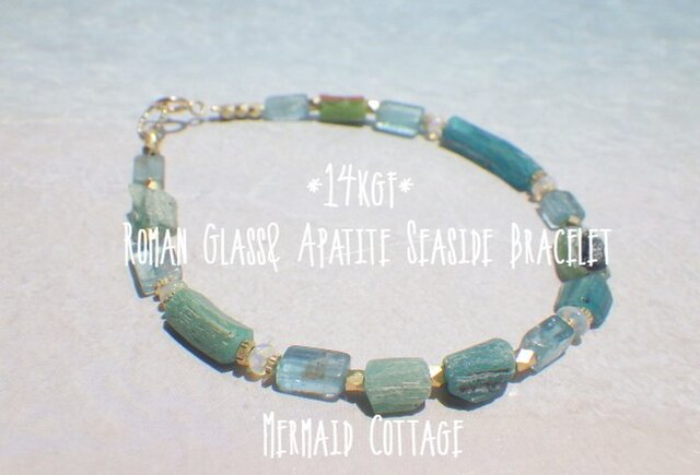 *14kgf* Roman Glass& Apatite Seaside Bracelet オーシャンシェードのローマングラスの画像1枚目