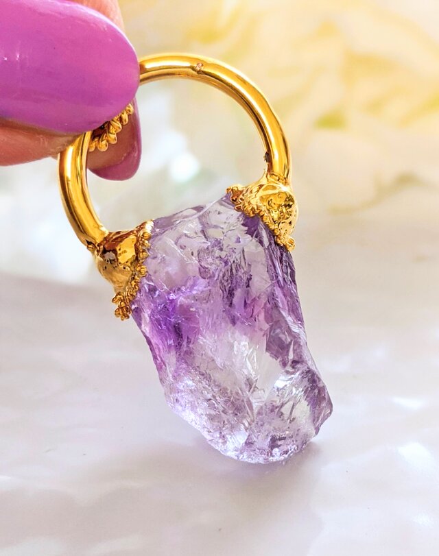 ローズ ド フランス アメジスト原石 ネックレス | iichi 日々の暮らし