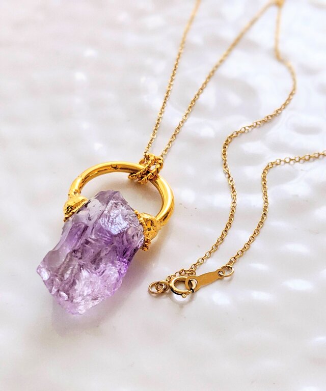 ローズ ド フランス アメジスト原石 ネックレス | iichi 日々の暮らし