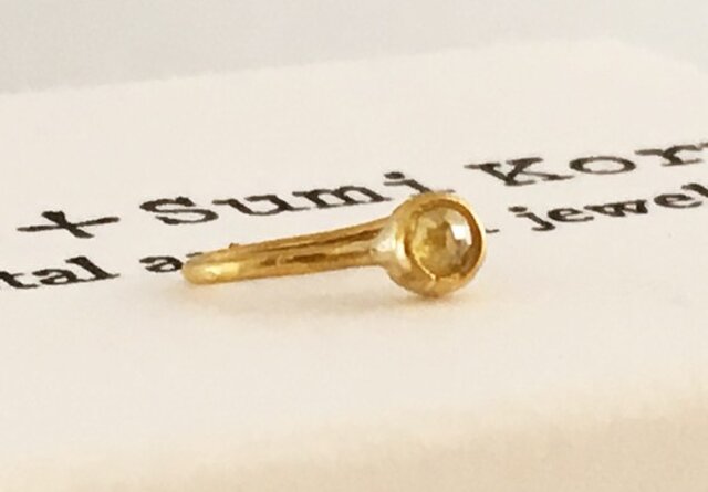 ◇ローズカット天然イエロー・ダイアモンド 純金クリップピアス