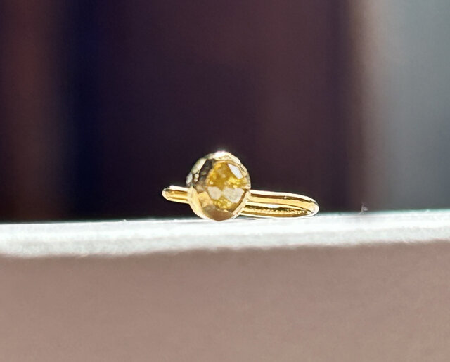 ◇ローズカット天然イエロー・ダイアモンド 純金クリップピアス