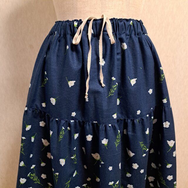 涼しい 花柄スカート ネモフィラ ティアードスカート 花柄スカート