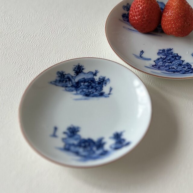 手描き山水絵 3寸小皿(1枚)