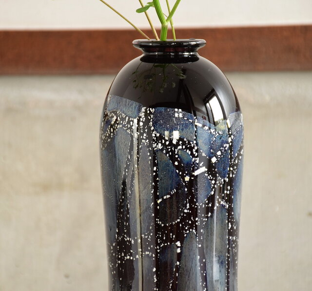 炭化焼成　花瓶　ハンドメイド 炭化焼成 花瓶 ハンドメイド