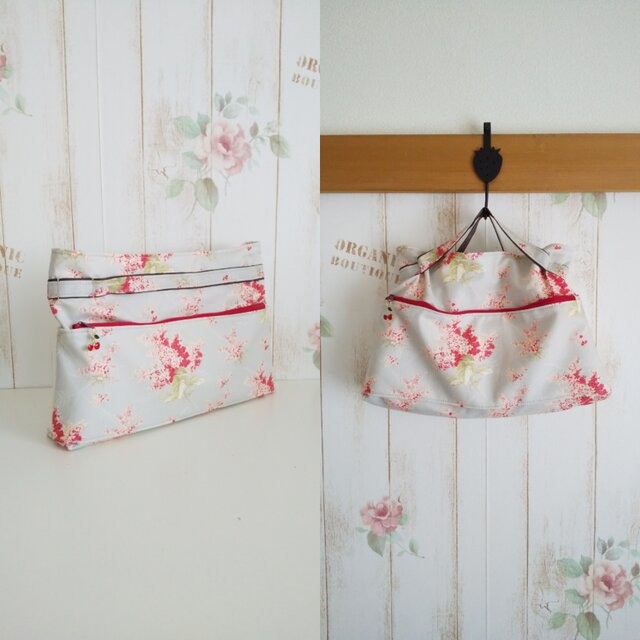 moda 赤小花柄 バッグインバッグの画像1枚目