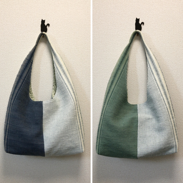 裂き織り　ショルダーバッグ　ワンハンドル（バイカラー）