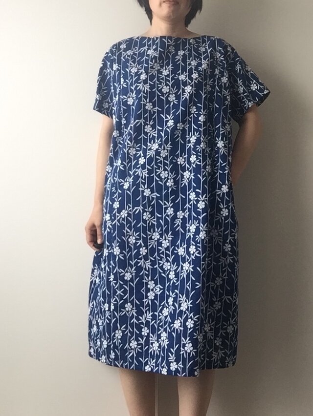 浴衣地のシンプルワンピース なでしこ