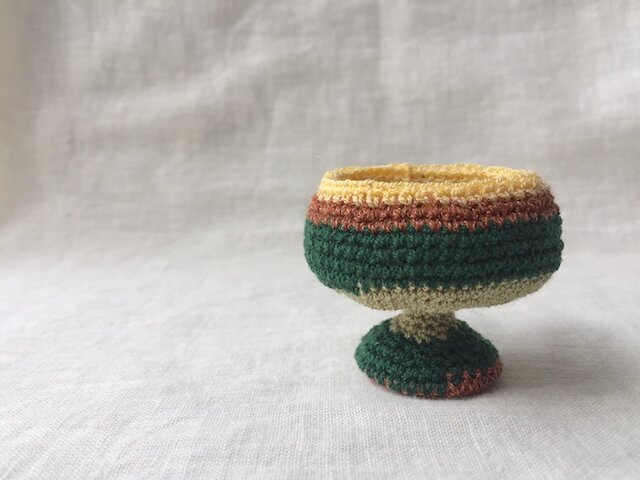 knit glass / グリーン・ブラウン・クリームの画像1枚目