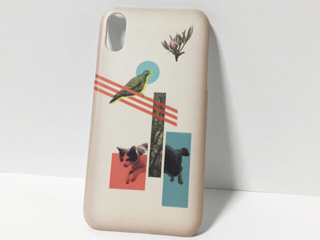 iphone【猫と鳩コラージュ】スマホケースの画像1枚目