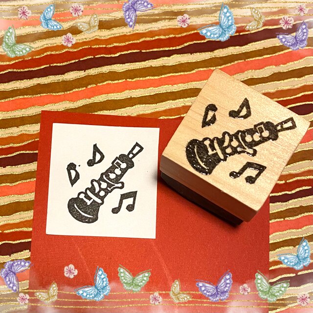 ♬お名前楽器はんこ〓【オーボエ】3cm四方