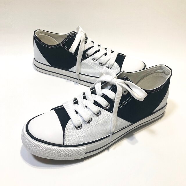 BLACK x WHITE バイカラーローカットスニーカー (22.0cm〜30.0cm