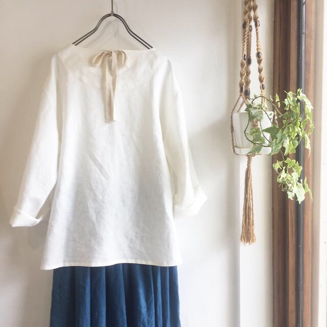 back ribbon top (natural) | iichi 日々の暮らしを心地よくするハンドメイドやアンティークのマーケットプレイス