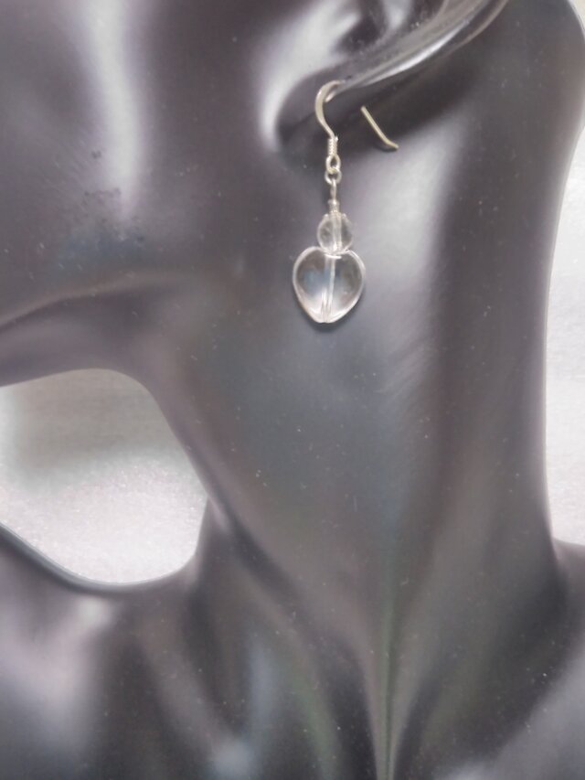 イヤリング/ピアス 夏 シルバー 天然石 水晶 ハート 透明 レディース