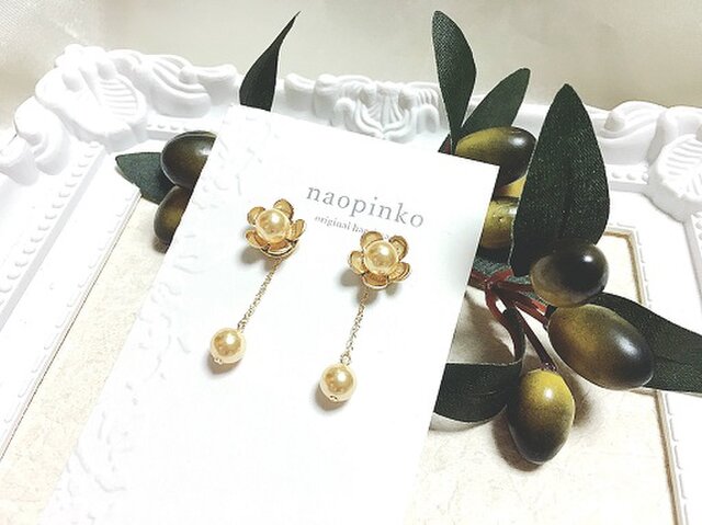 2way スワロフスキーパールのプチピアス★の画像1枚目
