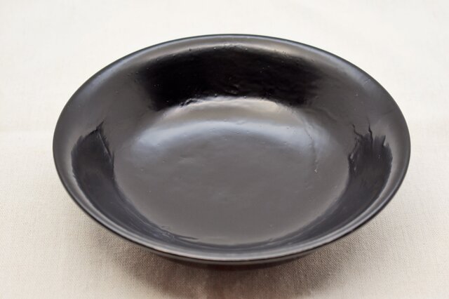 深皿 黒漆朱漆溜塗の画像1枚目