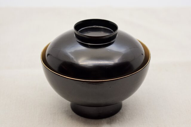 吸物椀 黒漆白漆の画像1枚目