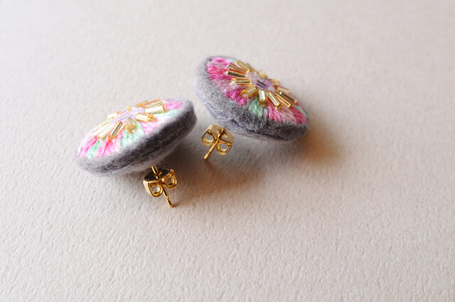 ピアス 夏 海 花 水色 紫 ビジュー ハート 蝶 ピンク 沖縄 イベント