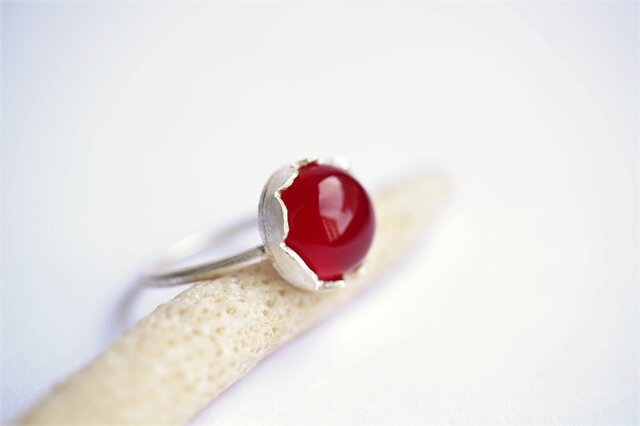 フューシャピンクカルセドニー お花 Silver Ringの画像1枚目