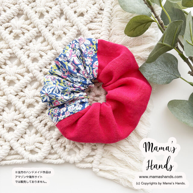 ⭐️4点売れました⭐️《大人可愛い リバティ》おしゃれな リネン ピンク 花柄 ナチュラル シュシュ ヘアゴム