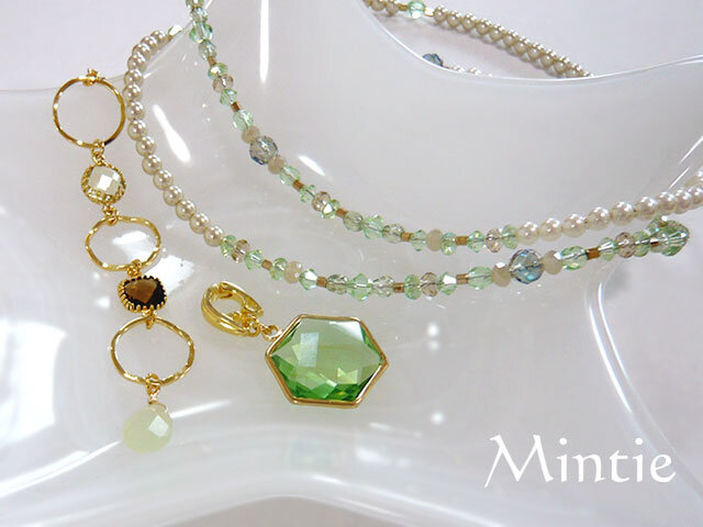 フラッシュ水晶、ニュージェイドのグリーン系ネックレス | iichi 日々