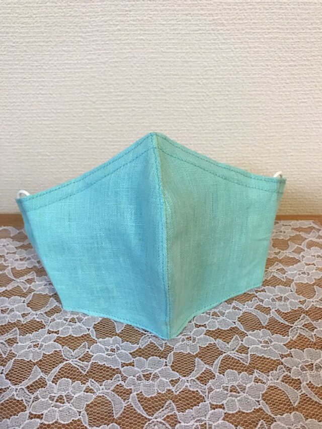 夏色夏マスク リネン100 スカイブルー の画像1枚目