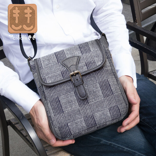 【岡山 ジャガードデニム】Glen Check ミニフラップショルダー Dom-101