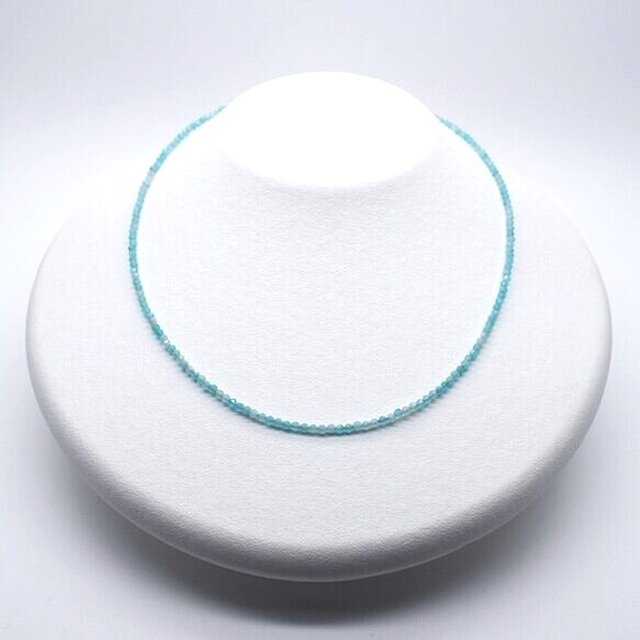 極小アマゾナイトネックレス アジャスター付 ブルー系 水色 ラムネ色 40cm 38cm 35cm 金属アレルギー対応