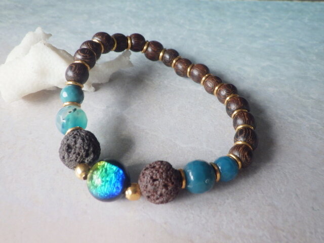 ☆再販☆ケラマブルー* Lava Stone Diffuser Bracelet☆アロマブレスレットの画像1枚目