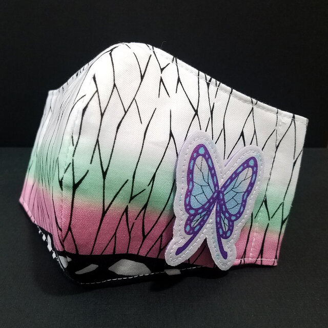KS-000 フェイス 立体 布 インナー マスク ハンドメイド 伝統 和柄 和風 かわいい 蝶文様 蝶飾り付き