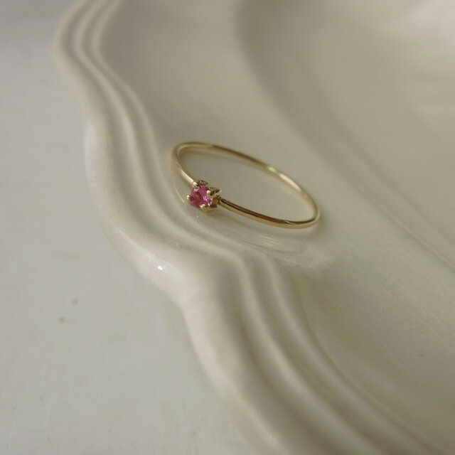 Pink sapphire ring/K18YGの画像1枚目