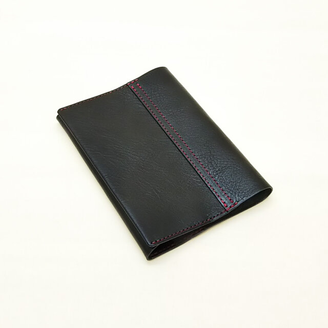 【牛革】文庫サイズのブックカバー(黒)カラーオーダー可*受注製作*の画像1枚目