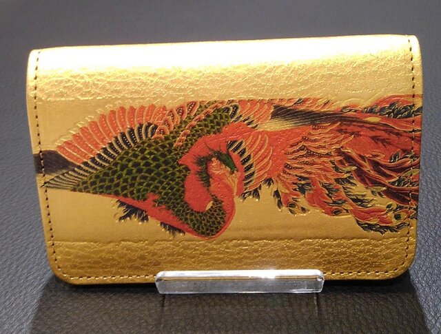 金運開運・お守り・純金箔革製・カードケース（鳳凰）染柄 | iichi