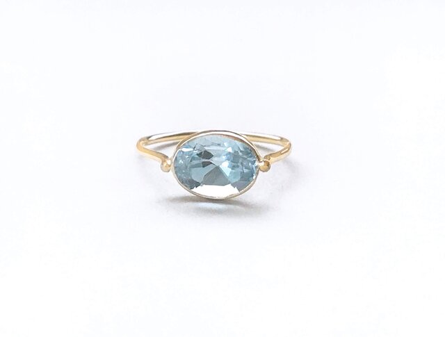 一点もの k18 Blue Topaz リング No.2/ 受注製作の画像1枚目