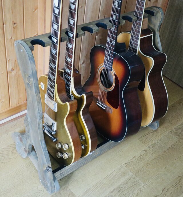 手作り木工 ギタースタンド (ウォールナット) 9本掛けの画像1枚目