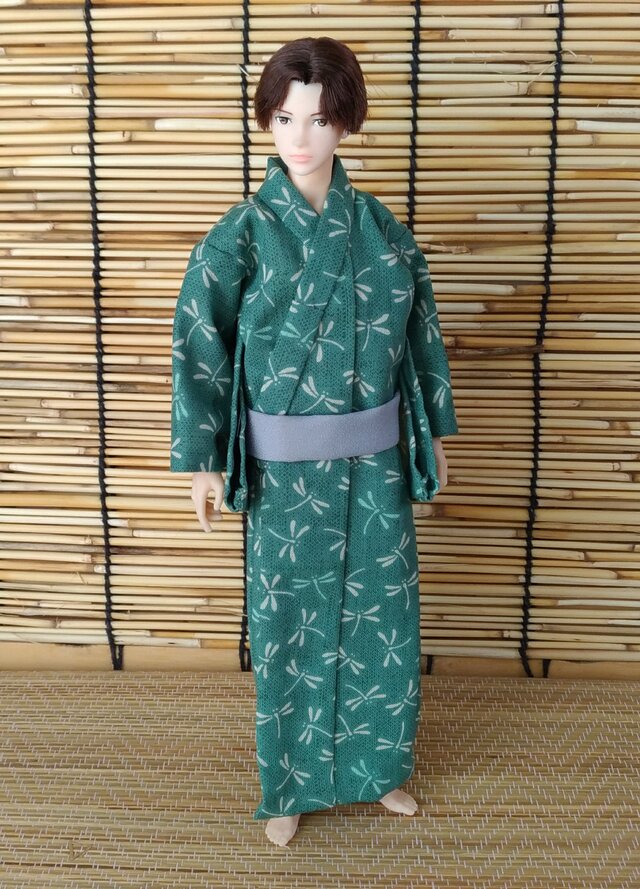 「蜻蛉の浴衣…若竹」28cm男子ドール着物の画像1枚目